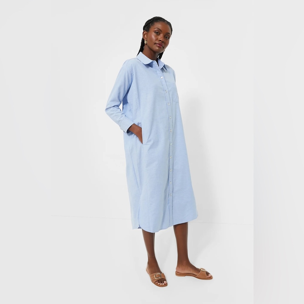 Pomander Place Light Blue Button-Front Midi Shirt Dress - Picture 2 of 5